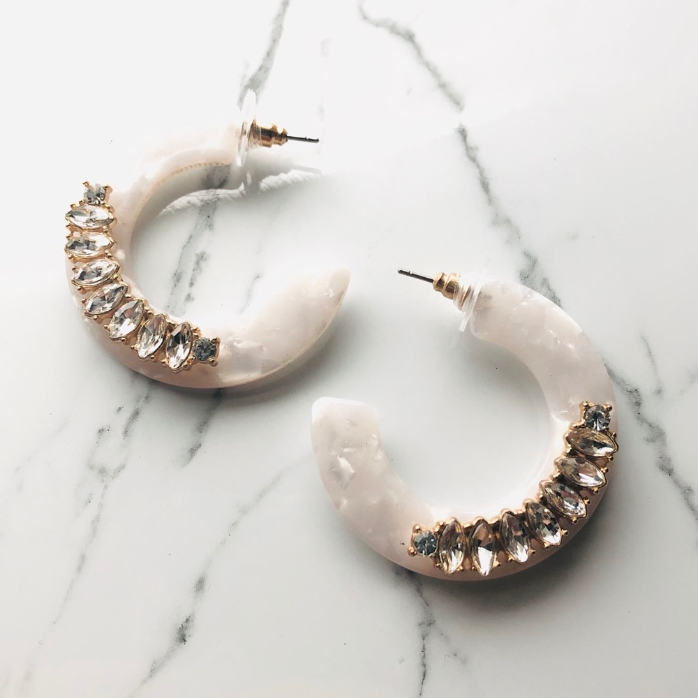 White Opal Crystal Earrings 🌜